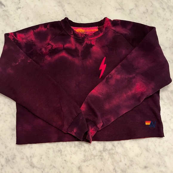 Aviator Nation Cropped Sweatshirt Tie Dye - Picture 2 of 7